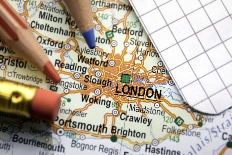 伦敦市大英国在地理地图的中心
